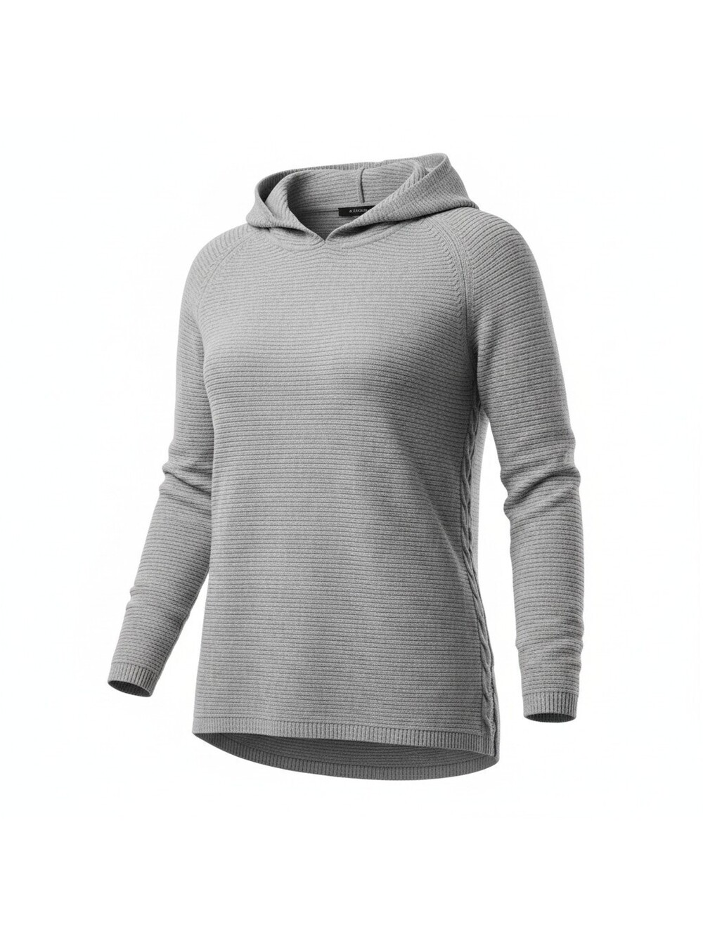 Metric Knits Hoodie Sweater Women's Large Gray Ribbed Knit Pullover